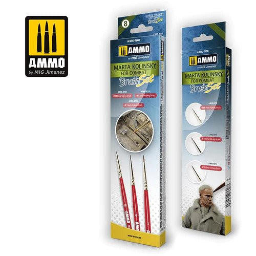 MiG Ammo Marta Kolinsky Combat Brush Set (3) 7608